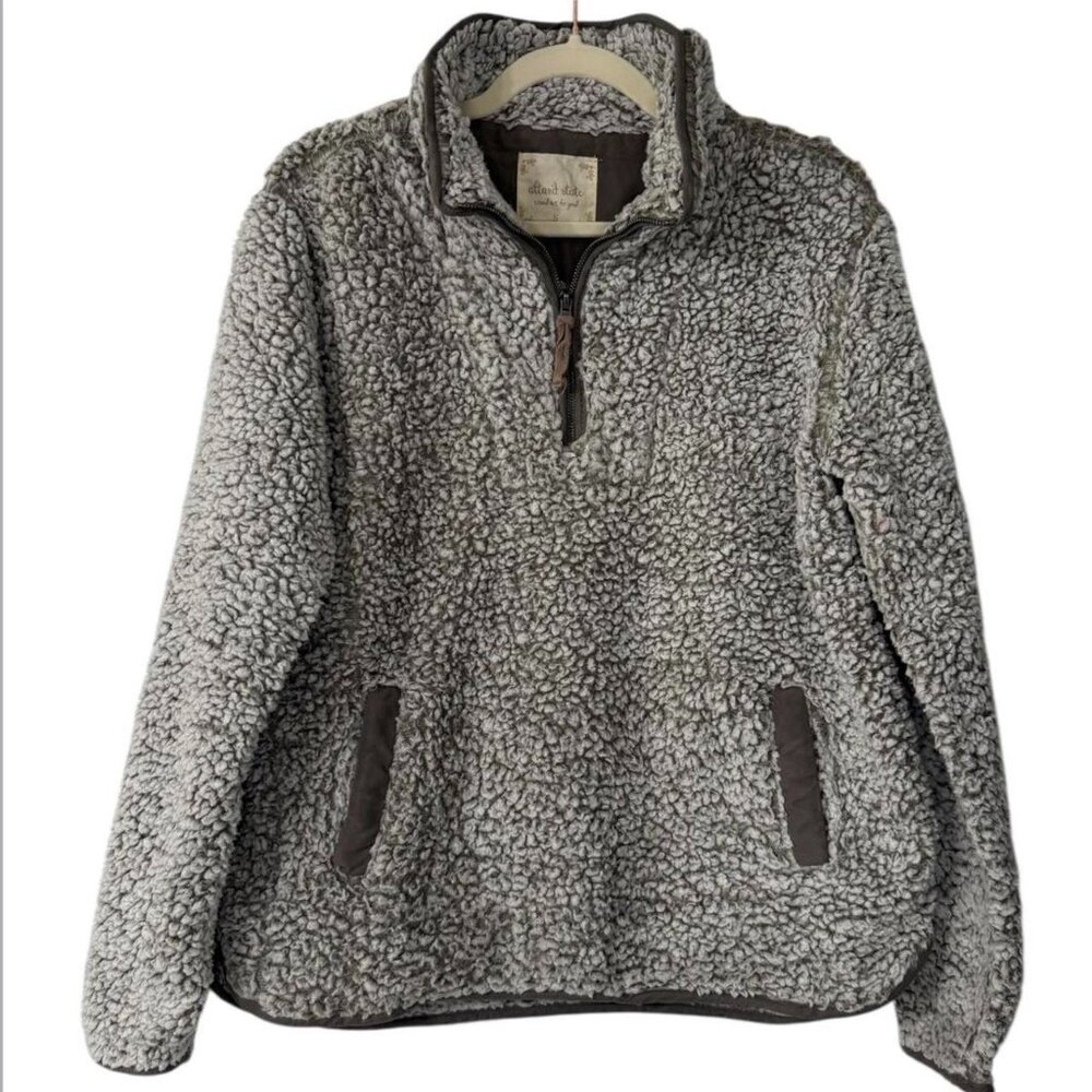 Altar'd State Sherpa Pullover Womens Small Grey Excellent Quarter Zip Fleece